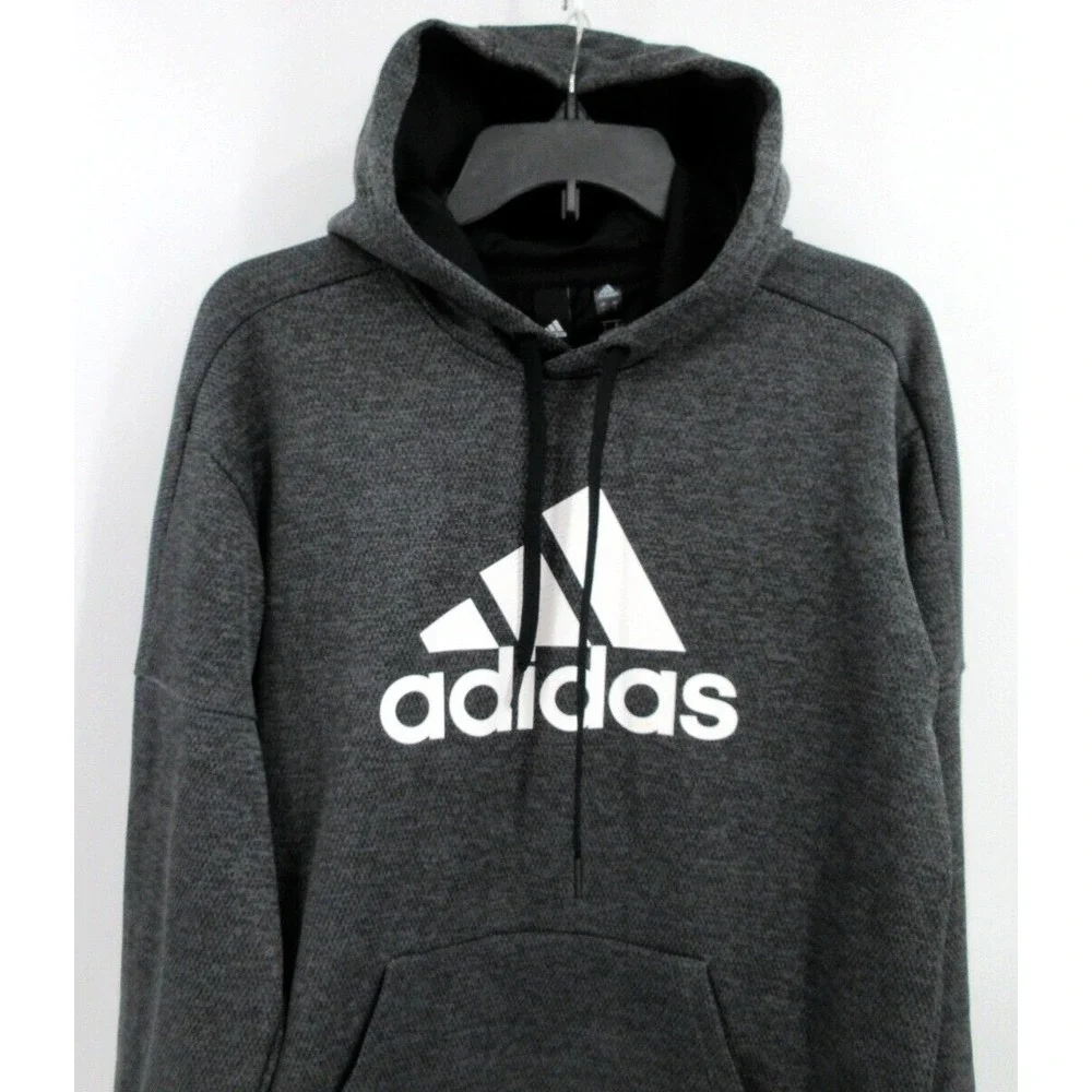ADIDAS Waffle Mesh Climawarm Hooded Sweatshirt‎ Men's Size Small Charcoal Grey